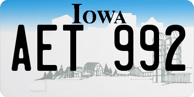 IA license plate AET992