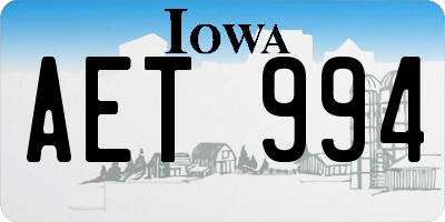 IA license plate AET994