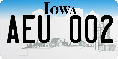 IA license plate AEU002