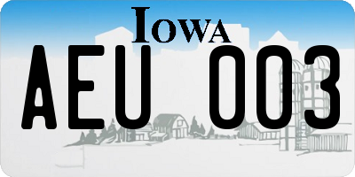 IA license plate AEU003
