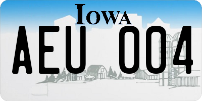 IA license plate AEU004