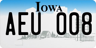 IA license plate AEU008