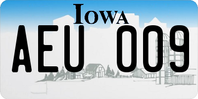 IA license plate AEU009