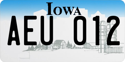 IA license plate AEU012