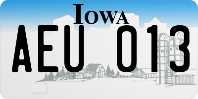 IA license plate AEU013