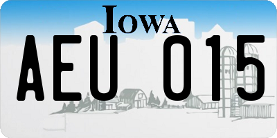 IA license plate AEU015