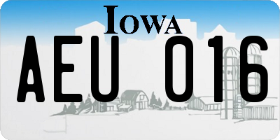 IA license plate AEU016