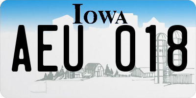 IA license plate AEU018
