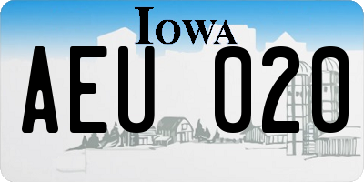 IA license plate AEU020