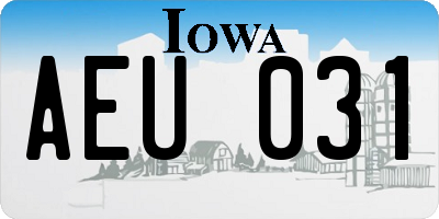 IA license plate AEU031