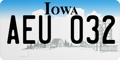 IA license plate AEU032