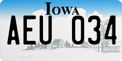 IA license plate AEU034