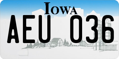 IA license plate AEU036