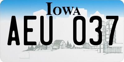 IA license plate AEU037