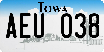 IA license plate AEU038