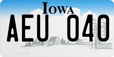 IA license plate AEU040