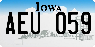 IA license plate AEU059