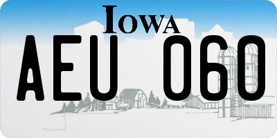 IA license plate AEU060