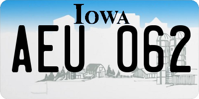IA license plate AEU062