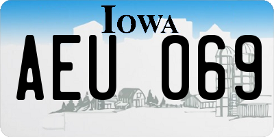 IA license plate AEU069