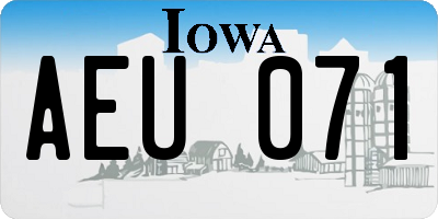 IA license plate AEU071