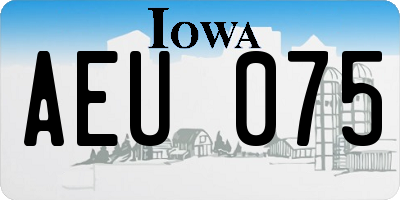 IA license plate AEU075