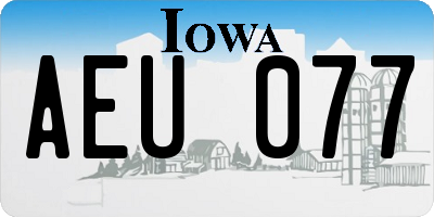 IA license plate AEU077