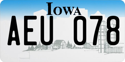 IA license plate AEU078