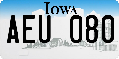 IA license plate AEU080