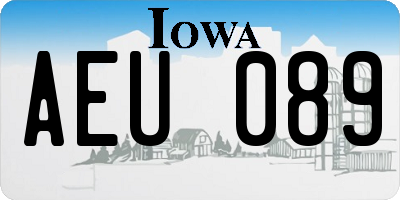 IA license plate AEU089