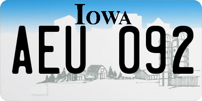 IA license plate AEU092
