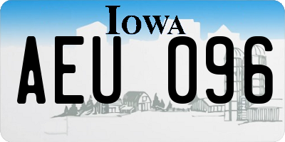 IA license plate AEU096