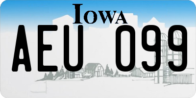 IA license plate AEU099