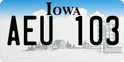 IA license plate AEU103