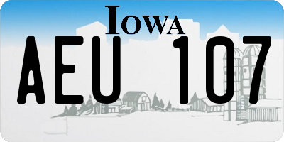 IA license plate AEU107