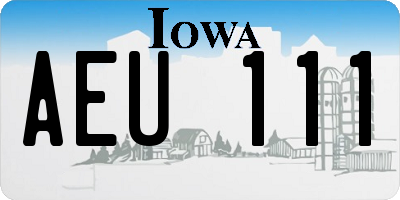 IA license plate AEU111