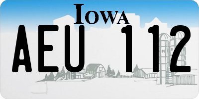 IA license plate AEU112