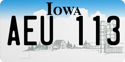 IA license plate AEU113
