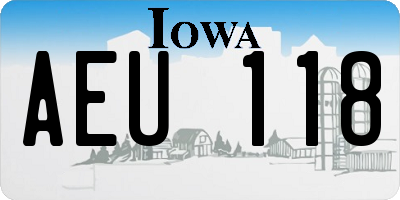 IA license plate AEU118