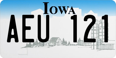 IA license plate AEU121