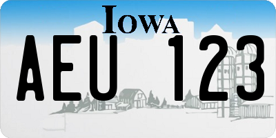 IA license plate AEU123