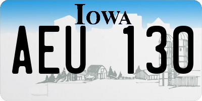 IA license plate AEU130