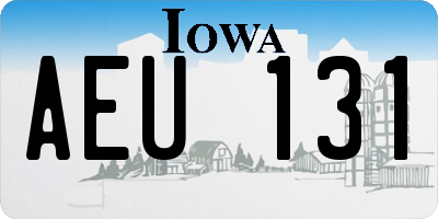 IA license plate AEU131