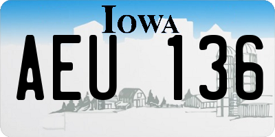 IA license plate AEU136
