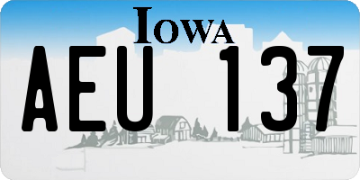 IA license plate AEU137