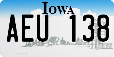 IA license plate AEU138