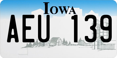 IA license plate AEU139