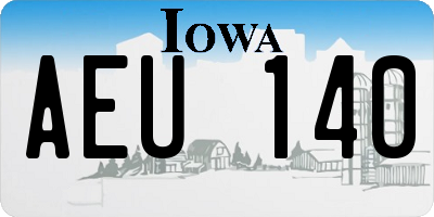 IA license plate AEU140