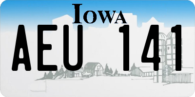 IA license plate AEU141