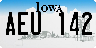 IA license plate AEU142